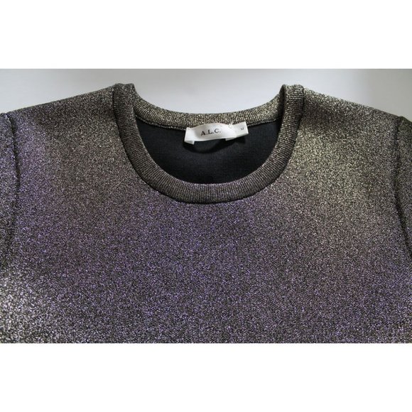 A.L.C. Susana Dress Gold Size Medium Fit & Flare Metallic - Picture 7 of 8